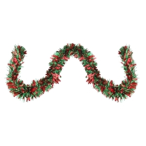 50' Festive Shiny Red and Green Christmas Tinsel Garland Unlit 6 Ply Pack of 3 - All