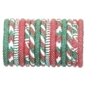 Club Pack of 15 Roll On Assorted Christmas Nepal Glass Bracelet 7 - All