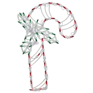 18 Lighted Candy Cane with Holly Christmas Window Silhouette Decoration Pack of 4 - All