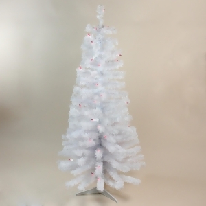 4' Pre-Lit White Flat-Round Tips Wrapped Tree w/50 Ul Pink Lights - All