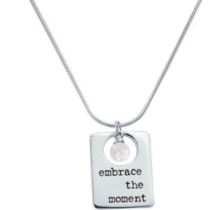 20 Sterling Silver and Faux Pearl Embrace the Moment Pendantl Necklace - All