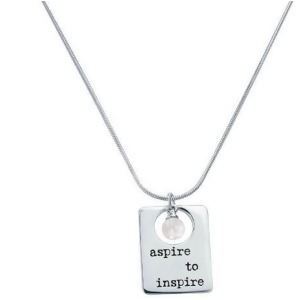 20 Sterling Silver and Faux Pearl Aspire to Inspire Pendant Necklace - All
