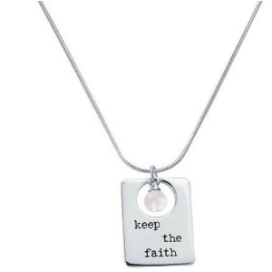 20 Sterling Silver and Faux Pearl Keep The Faith Pendant Necklace - All