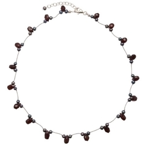 20 Sterling Silver and Gray Fresh Water Pearls Garnet Faceted Gems Necklace - All