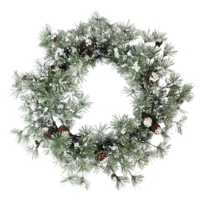 24 Decorative Frosted Snowy Pine Artificial Christmas Wreath Unlit - All