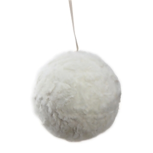 8.25 Winter White and Gold Faux Fur Christmas Ball Ornament - All
