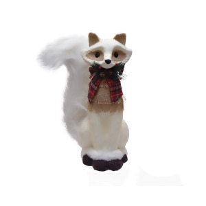 13.5 Holiday Moments Cream White Fox with Plaid Bow Christmas Decoration - All