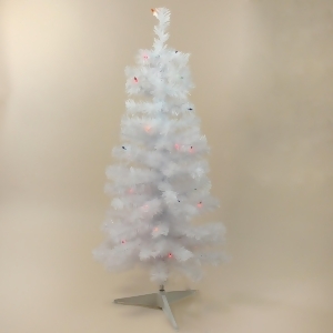 3 x 18 Pre-Lit Slim White Tinsel Artificial Christmas Tree Multi Lights - All