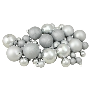 40-Piece Silver Collection Glass Ball Christmas Ornament Set 1 1.25 2.5 - All
