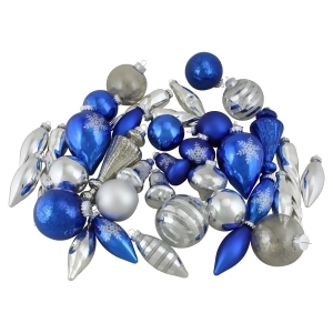 36-Piece Blue and Silver Collection Asymmetrical Christmas Ornament Set - All