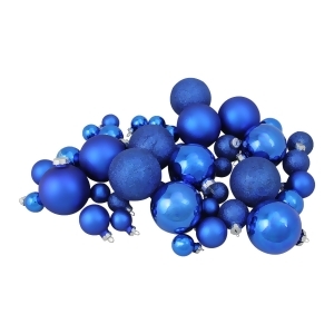 40-Piece Blue Collection Glass Ball Christmas Ornament Set 1 1.25 2.5 - All