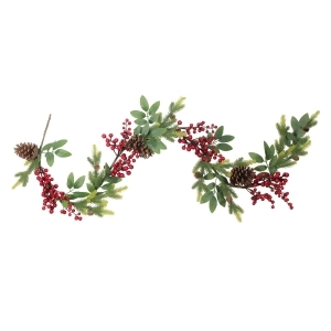 5' Artificial Berries Leaves and Pine Cones Christmas Garland Unlit - All