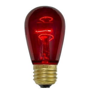 Pack of 25 Incandescent Red E26 Base Replacement S14 Light Bulbs 11 Watts - All