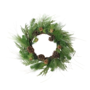 24 Pine Cones and Mixed Pine Needles Christmas Wreath Unlit - All