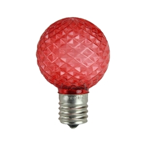 Pack of 25 Faceted Led G40 Red Christmas Replacement Bulbs - All
