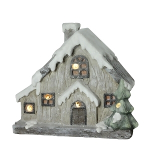 12 Led Lighted Battery Operated Rustic Glittered House Christmas Decoration - All