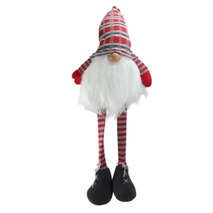 36 Red and Gray Traditional Christmas Santa Gnome with Dangling Legs - All