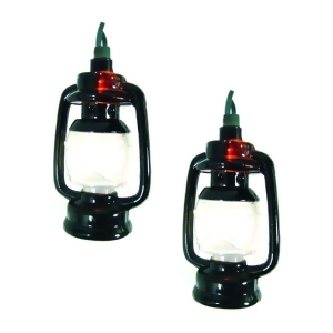 Set of 10 Camp Lantern Novelty Christmas Lights Green Wire - All