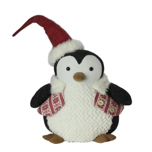 18 Large Plush Penguin in Red Nordic Snowflake Vest Christmas Figure - All