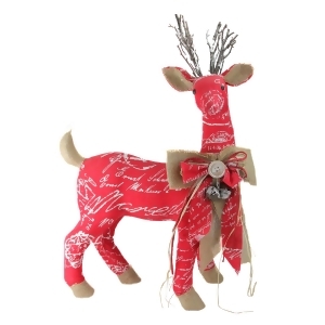 24 Country Rustic Red White and Brown Reindeer with Bow Christmas Decoration - All