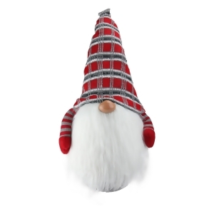 24 Traditional Christmas Tumbling Santa Gnome with White Beard and Red Plaid Hat - All