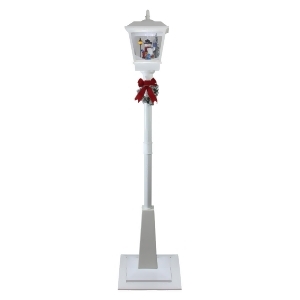 70.75 White Lighted Musical Snowman Vertical Snowing Christmas Street Lamp - All