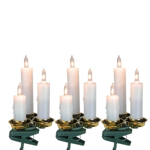 Set of 15 White Dripping Candle Clip-On Christmas Lights Clear Lights - All