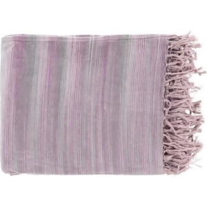 Pewter Gray Iris and Lilac Purple Stripped Cotton Fringed Throw Blanket 50 x 60 - All
