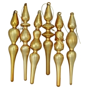 6-Piece Gold Finial Asymmetrical Glass Christmas Ornament Set 7.25 - All