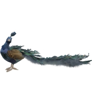 17.5 Regal Peacock Blue and Green Bird with Closed Tail Feathers Christmas Decoration - All