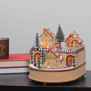 Musical 8.75 Christmas Led Wooden Laser Cut Village Table Top Decoration - All