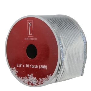 Pack of 12 Shimmery Silver Horizontal Wired Christmas Craft Ribbon Spools 2.5 x 120 Yards Total - All