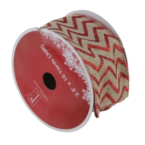 Pack of 12 Dazzling Red and White Chevron Wired Christmas Craft Ribbon Spools 2.5 x 120 Yards Total - All