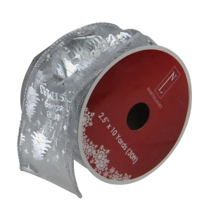 Pack of 12 Silver Wired Christmas Words Craft Ribbon Spools 2.5 x 120 Yards Total - All