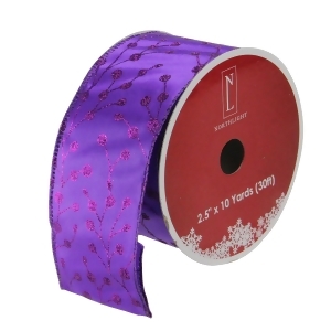Pack of 12 Shimmering Purple Tree Wired Christmas Craft Ribbon Spools 2.5 x 120 Yards Total - All
