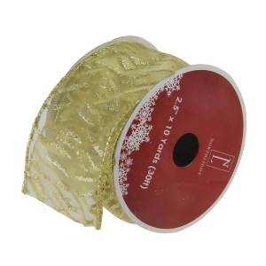 Pack of 12 Sparkling Gold Lines Wired Christmas Craft Ribbon Spools 2.5 x 120 Yards Total - All