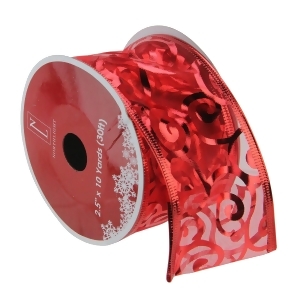 Pack of 12 Swirls of Red Wired Christmas Craft Ribbon Spools 2.5 x 120 Yards Total - All