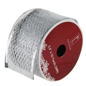 Pack of 12 Glittering Silver Metallic Lattice Wired Christmas Craft Ribbon Spool 2.5 x 120 Yards Total - All