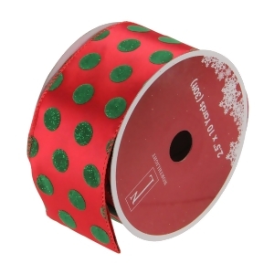 Pack of 12 Red and Shimmering Green Polka Dot Wired Christmas Craft Ribbon Spools 2.5 x 120 Yards Total - All