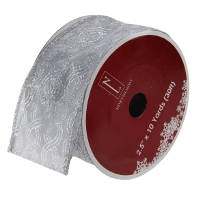 Pack of 12 Glittering Metallic Silver Swirl Wired Christmas Craft Ribbon Spools 2.5 x 120 Yards Total - All