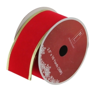 Pack of 12 Solid Bright Red Gold Wired Christmas Craft Ribbon Spools 2.5 x 120 Yards Total - All