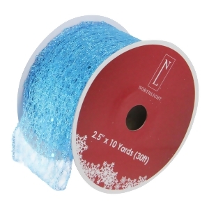 Pack of 12 Glittering Blue Wired Christmas Craft Ribbon Spools 2.5 x 120 Yards Total - All