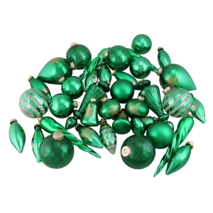 36-Piece Set of Green and Gold Asymmetrical Christmas Ornaments - All