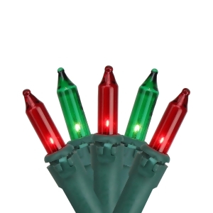 Set of 150 Red and Green Chasing 8 Function Mini Christmas Lights Green Wire - All
