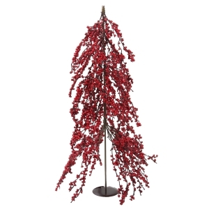 32 Downswept Festive Red Berries Artificial Decorative Christmas Tree Unlit - All