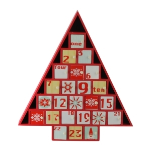14 Rustic Red and White Christmas Tree Shaped Advent Calendar Decoration - All