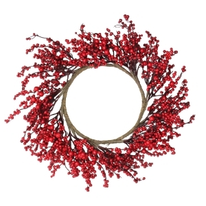 22 Festive Red Berries Artificial Christmas Wreath Unlit - All