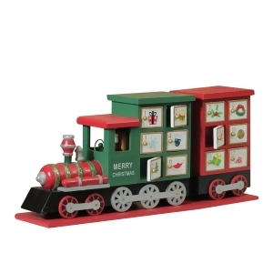 16.5 Red and Green Decorative Elegant Advent Calendar Locomotive - All