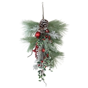 26.5 Frosted Red Bells Berries and Pine Cones Artificial Christmas Door Swag Unlit - All