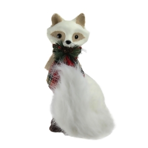 13 Holiday Moments Cream White Fox with Plaid Bow Christmas Decoration - All